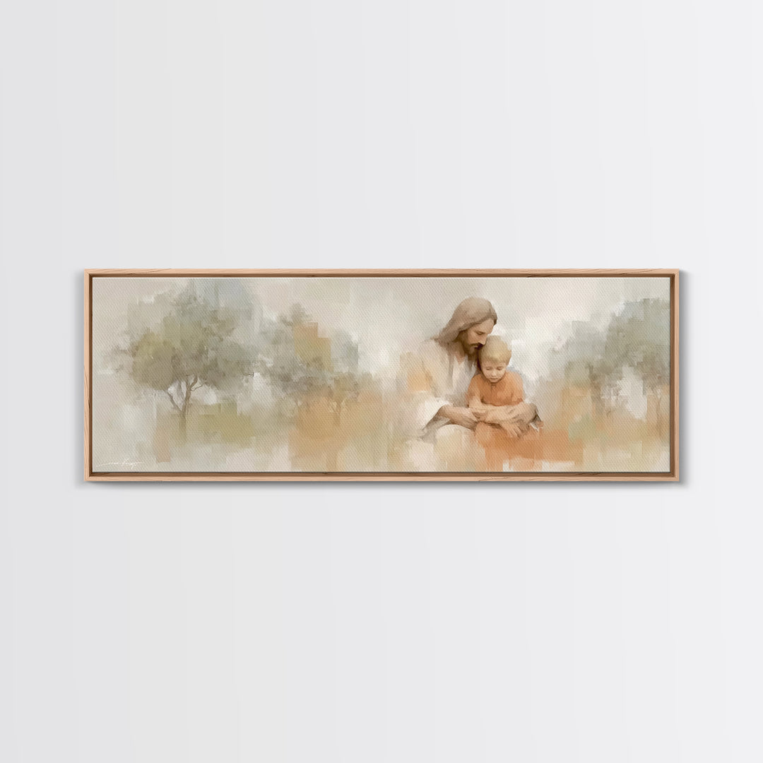 Gentle Teaching – Framed Canvas Print – Christian Wall Art – Christian Art Canvas – Panoramic Print – Jesus Painting – Christian Decor