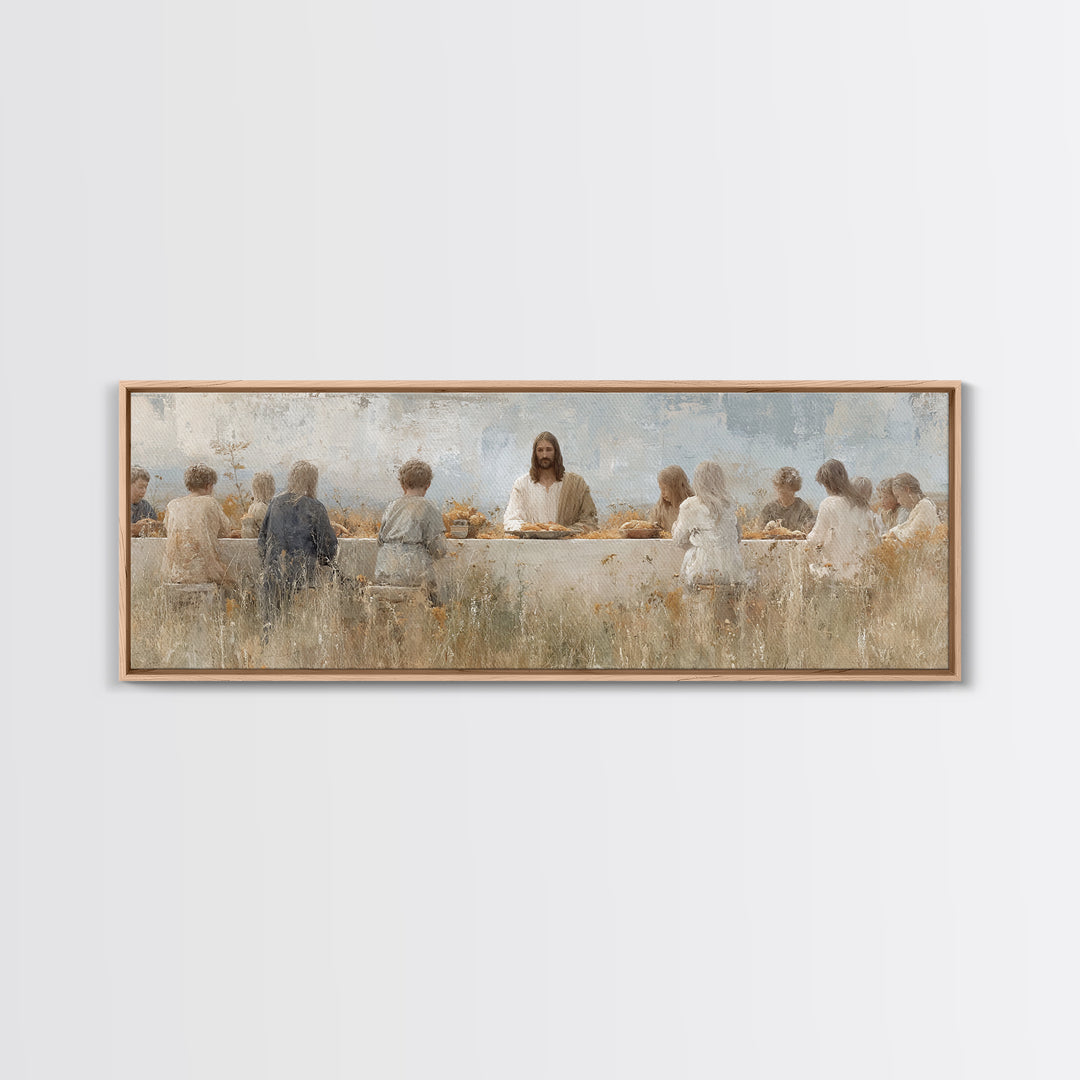 Table Of Grace | Framed Canvas Print | Christian Wall Art | Jesus Painting | Panoramic Painting | Christian Art Canvas | Christian Decor