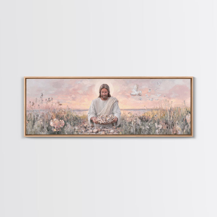 Morning Of Mercy, Framed Canvas Print, Christian Art, Jesus Painting, Panoramic Print, Christian Wall Art, Christian Art Canvas