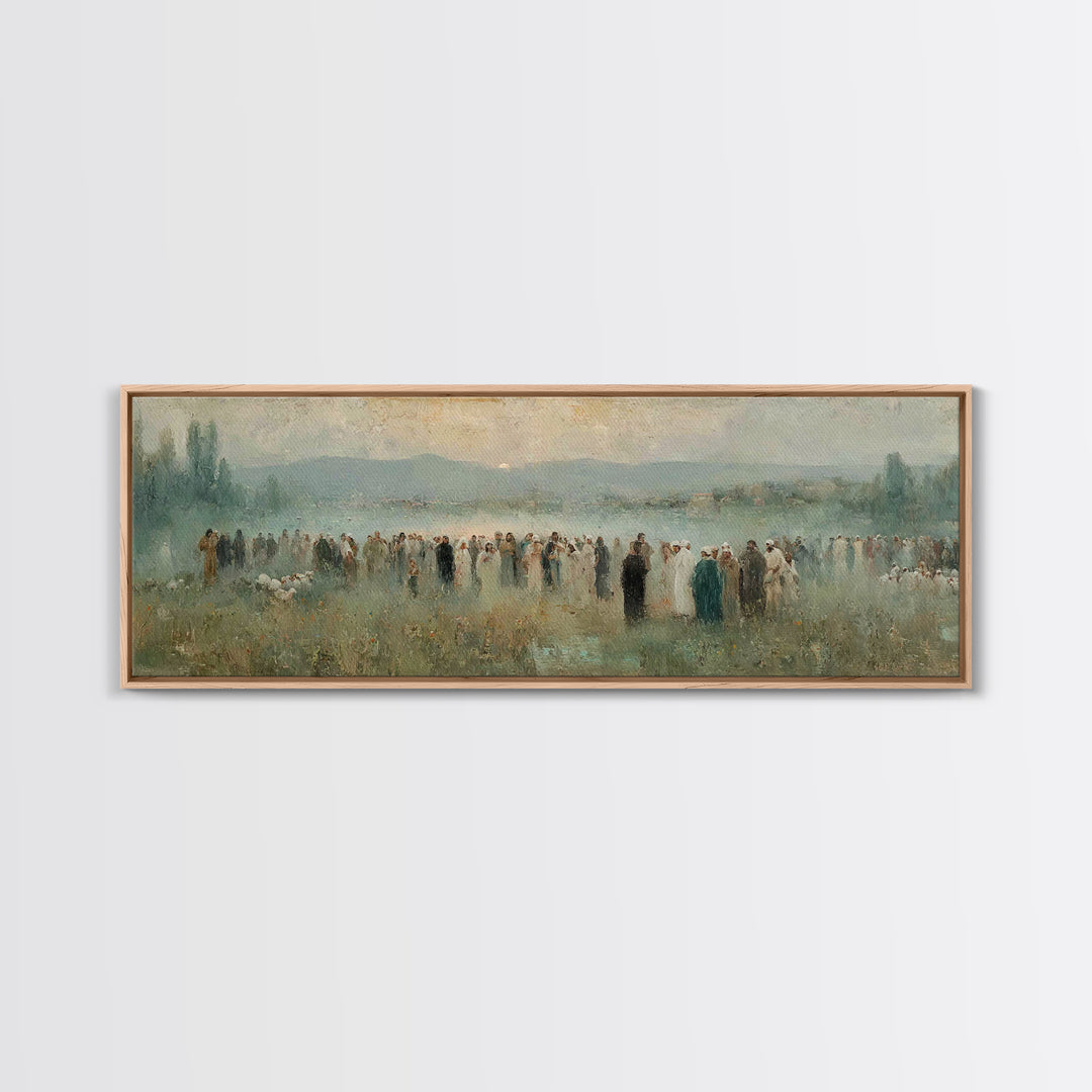 Crowd Of Hope – Framed Canvas Print – Christian Wall Art – Panoramic Painting – Christian Art Canvas – Christian Art – Jesus Painting
