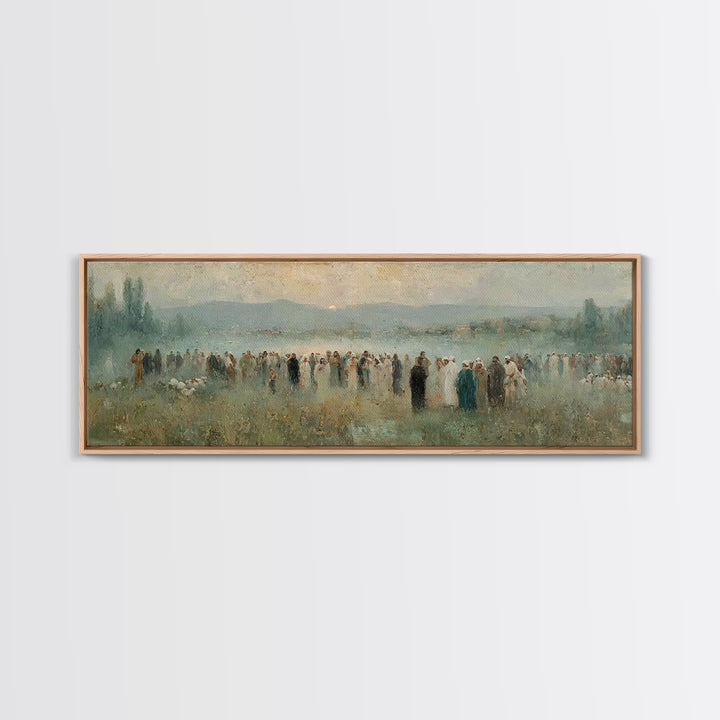 Crowd Of Hope – Framed Canvas Print – Christian Wall Art – Panoramic Painting – Christian Art Canvas – Christian Art – Jesus Painting