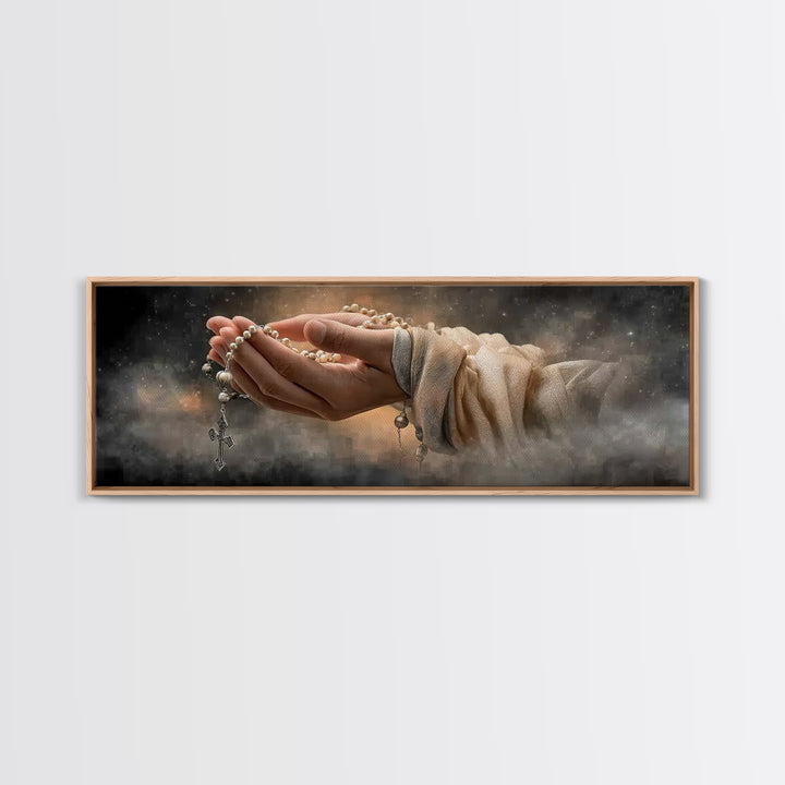Graceful Prayer Bloom – Framed Canvas Print – Christian Art – Christian Wall Art – Panoramic Print – Christian Painting – Christmas Wall Ar