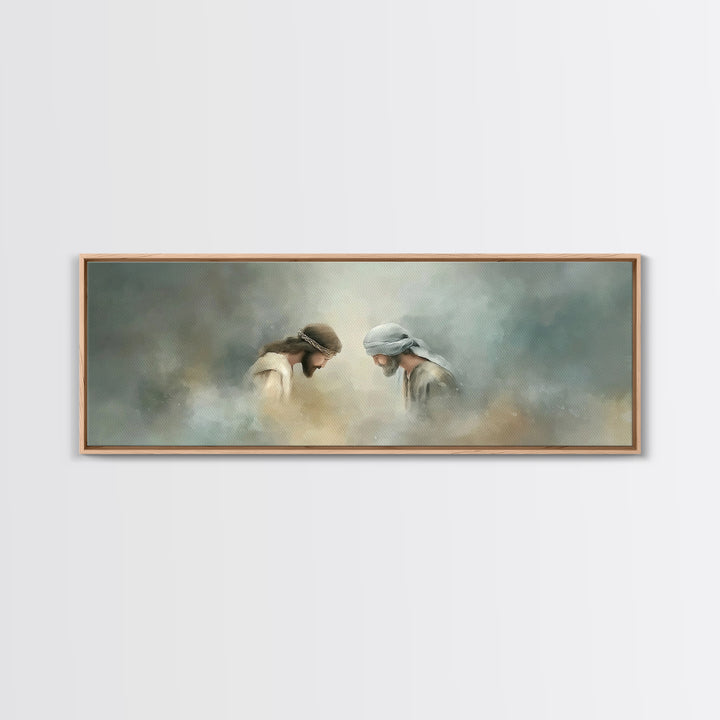 Humble Devotion – Framed Canvas Print – Panoramic Art – Christian Wall Art – Jesus Painting – Christian Art Canvas – Christian Gift