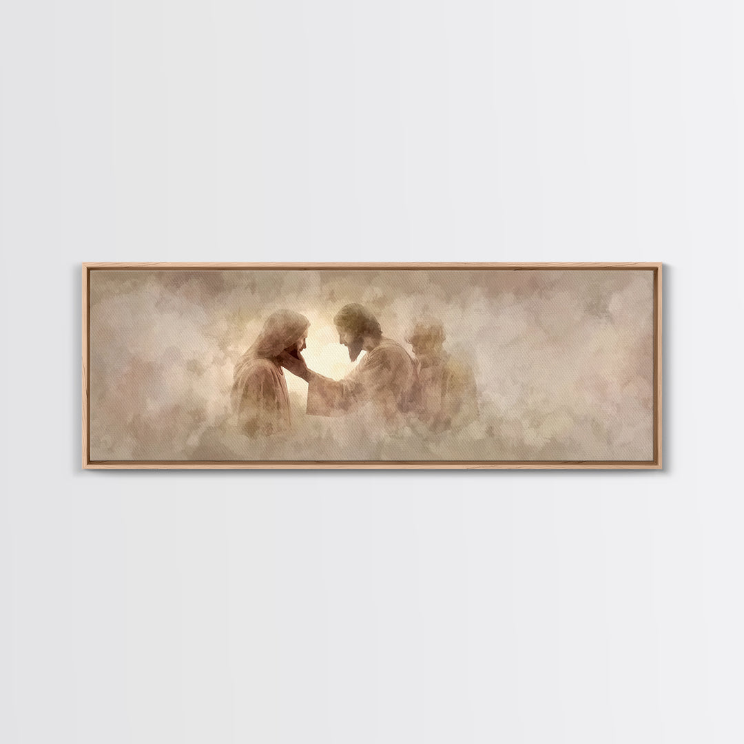 Tender Restoration | Framed Canvas Print | Christian Art Canvas | Large Jesus Painting | Panoramic Painting | Christian Wall Art | Christia