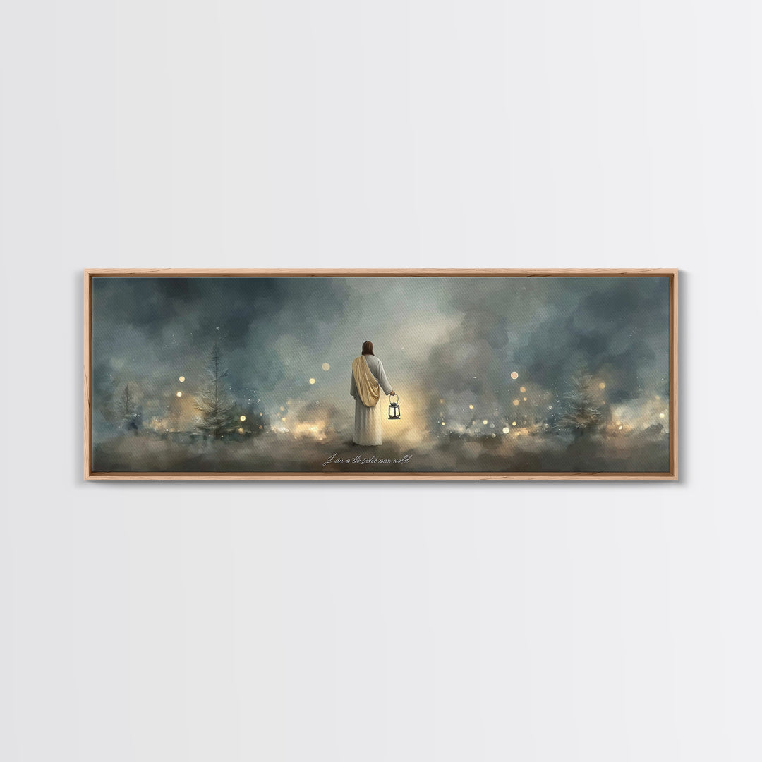 Lantern Of Hope | Framed Canvas Print | Jesus Canvas Art | Panoramic Art | Christian Wall Art | Christian Art Canvas | Christian Decoration