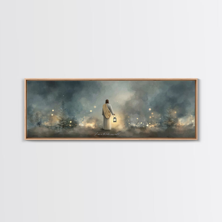 Lantern Of Hope | Framed Canvas Print | Jesus Canvas Art | Panoramic Art | Christian Wall Art | Christian Art Canvas | Christian Decoration