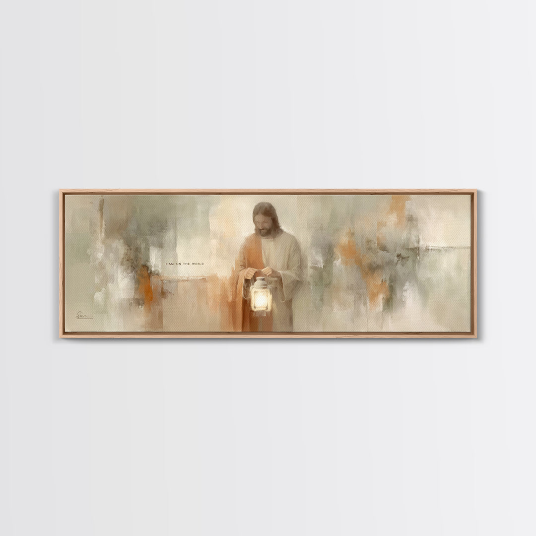 Light Of Mercy, Framed Canvas Print, Christian Art Canvas, Jesus Painting, Panoramic Print, Christian Wall Art, Christmas Art