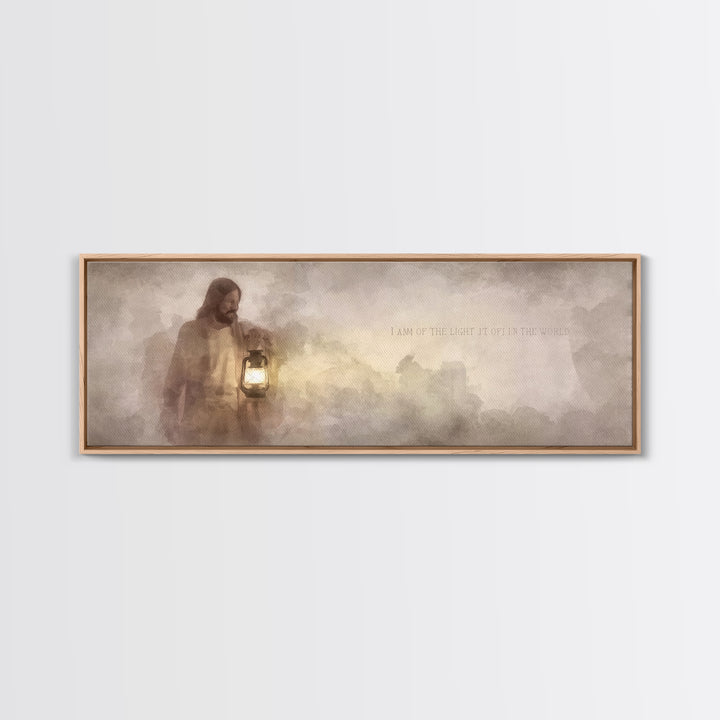 Guiding In Stillness – Framed Canvas Print – Christian Wall Art – Jesus Art Canvas – Panoramic Painting – Christian Decor – Christian Gift