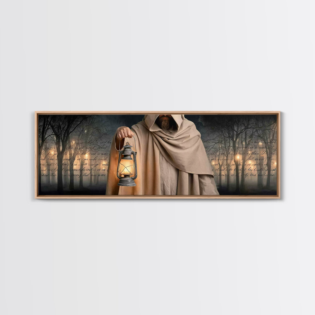 Radiant Shepherd | Framed Canvas Print | Jesus Canvas Art | Panoramic Art | Christian Wall Art | Christian Art Painting | Christian Decor
