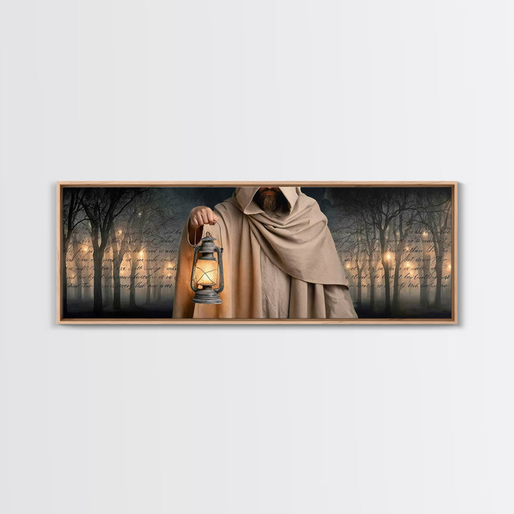 Radiant Shepherd | Framed Canvas Print | Jesus Canvas Art | Panoramic Art | Christian Wall Art | Christian Art Painting | Christian Decor