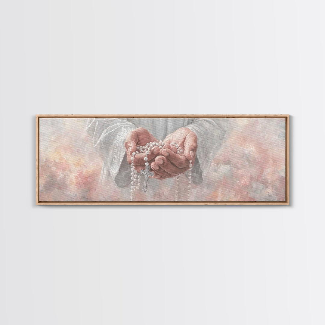Mercy In Offering | Framed Canvas Print | Christian Wall Art | Christian Art Canvas | Panoramic Wall Art | Jesus Painting | Christmas Art
