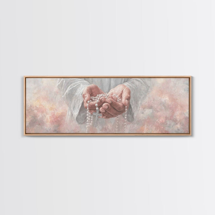 Mercy In Offering | Framed Canvas Print | Christian Wall Art | Christian Art Canvas | Panoramic Wall Art | Jesus Painting | Christmas Art