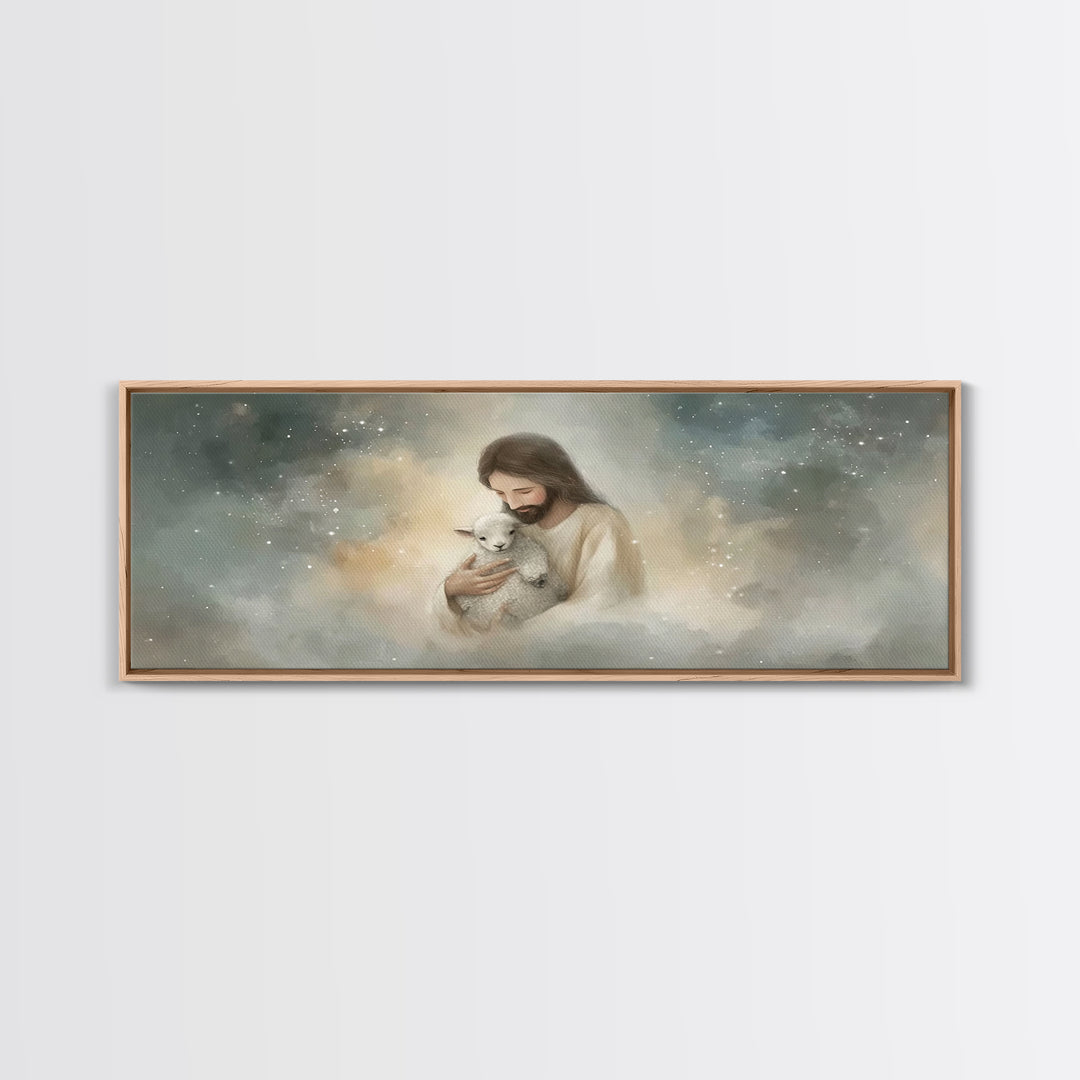 Stars Of His Mercy – Framed Canvas Print – Panoramic Wall Art – Jesus Canvas Art – Christian Art Painting – Christian Gift Ideas – Modern C