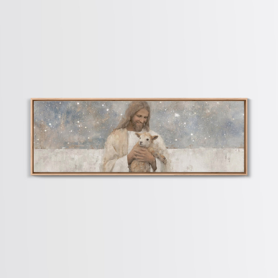 Cosmic Shepherd Light – Framed Canvas Print – Panoramic Art – Christian Art Canvas – Jesus Painting – Christian Wall Art – Subtle Christian