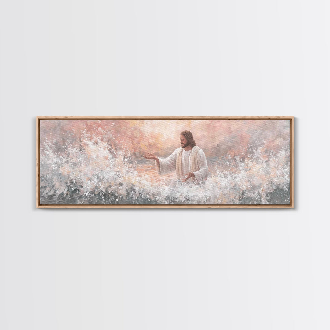 Waves Of His Grace – Framed Canvas Print – Panoramic Painting – Christian Art Canvas – Jesus Art Print – Christian Wall Art – Large Christi