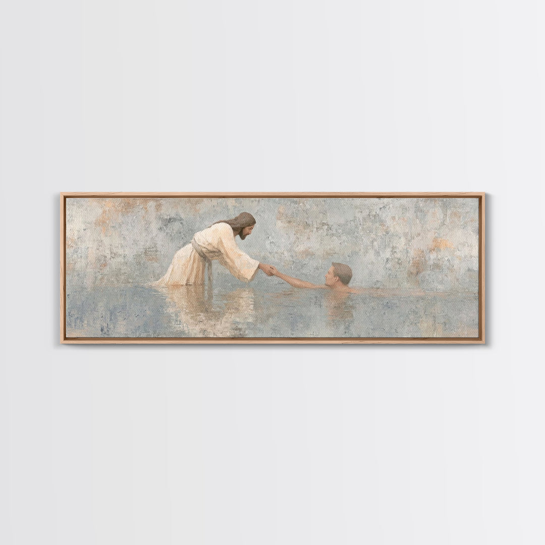 Guiding Hand – Framed Canvas Print – Jesus Painting – Christian Wall Art – Panoramic Painting – Christian Art Canvas – Christian Gift