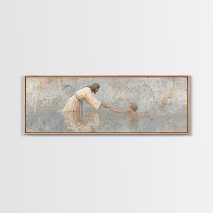 Guiding Hand – Framed Canvas Print – Jesus Painting – Christian Wall Art – Panoramic Painting – Christian Art Canvas – Christian Gift