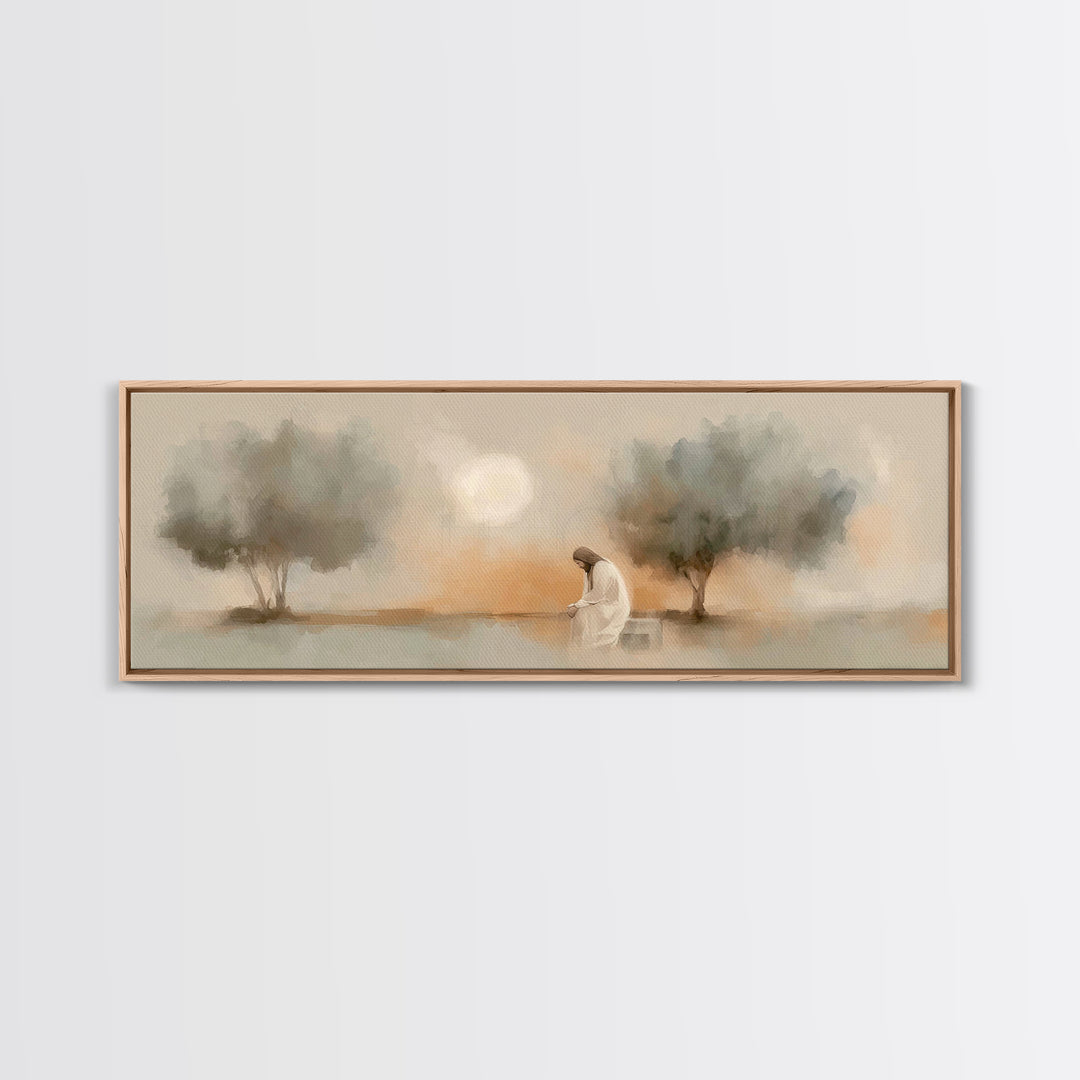 Garden of Mercy – Framed Canvas Print – Panoramic Wall Art – Christian Art Canvas – Jesus Painting – Christian Wall Art – Christian Decor