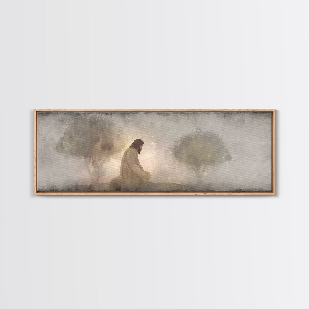 Sacred Vigil | Framed Canvas Print | Christian Art Canvas | Panoramic Art | Christian Wall Art | Jesus Painting | Christian Gift Ideas