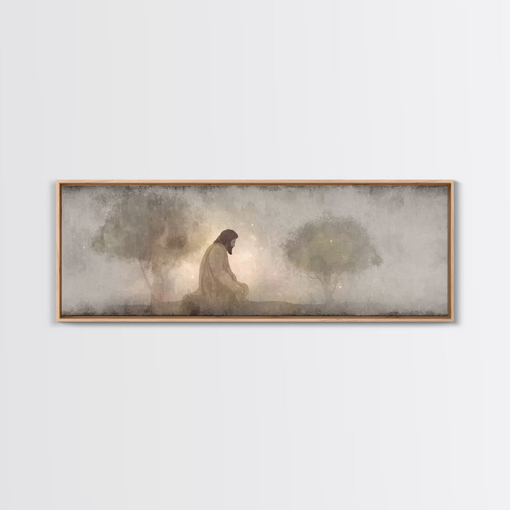 Sacred Vigil | Framed Canvas Print | Christian Art Canvas | Panoramic Art | Christian Wall Art | Jesus Painting | Christian Gift Ideas