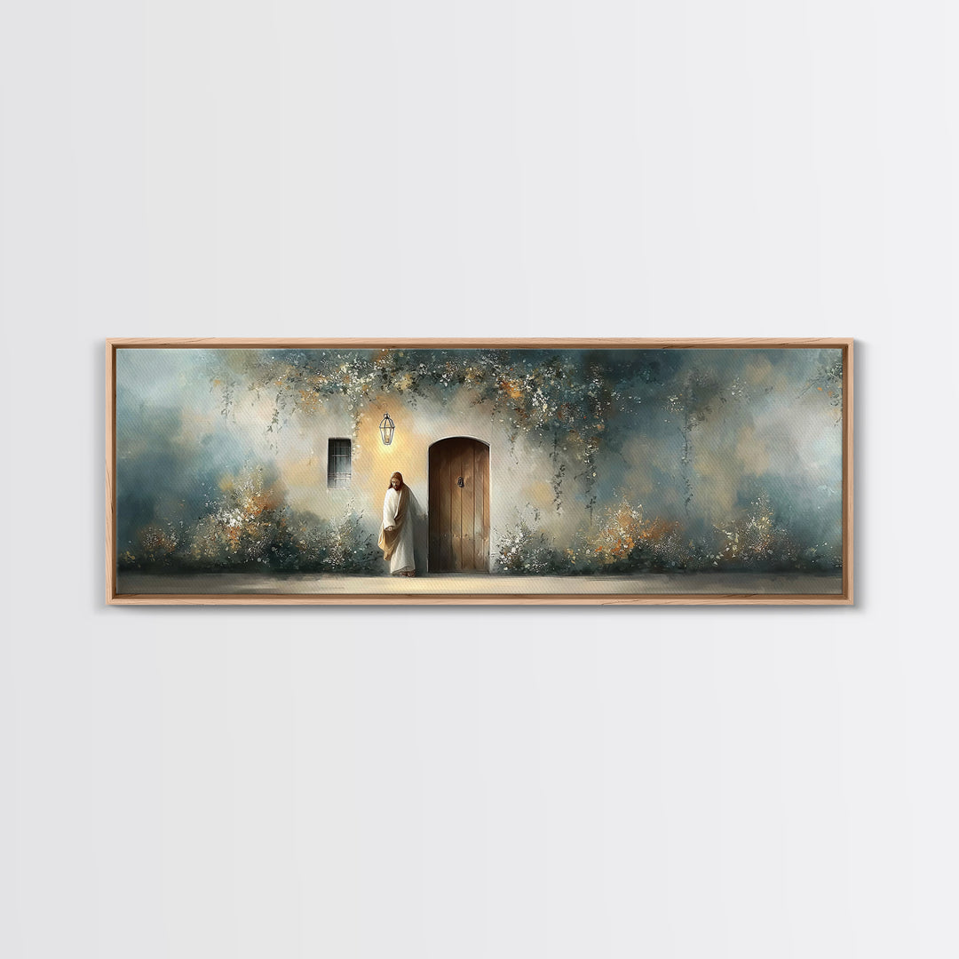 Lamp Of Hope, Framed Canvas Print, Christian Art, Jesus Painting, Panoramic Art, Christian Decor, Christian Gift, Large Christian Art, Jesu