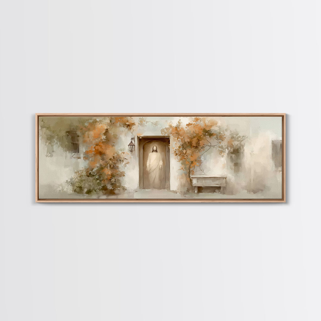 Quiet Shepherd Path, Framed Canvas Print, Christian Art, Jesus Painting, Panoramic Art, Christian Decor, Christian Gift, Large Christian Ar