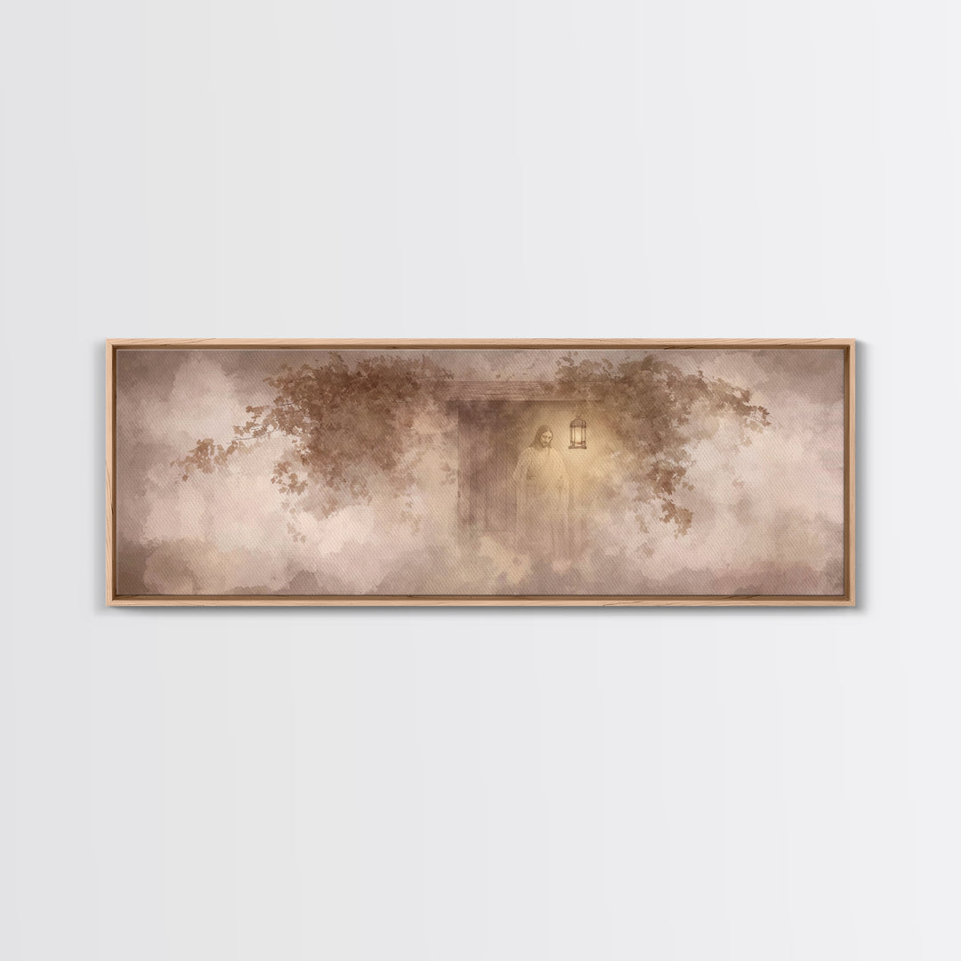 Autumn At The Door – Framed Canvas Print – Christian Art – Jesus Painting – Panoramic Art – Christian Decor – Christian Gift – Large Christ