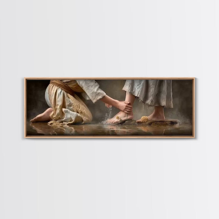 Servant’s Devotion | Framed Canvas Print | Christian Art Canvas | Christian Wall Art | Panoramic Art | Christian Painting | Jesus Painting