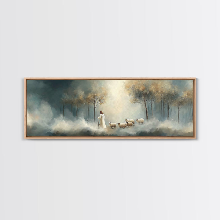 Light Of Mercy | Framed Canvas Print | Panoramic Wall Art | Christian Art Print | Jesus Painting | Christian Christmas Art | Modern Christi