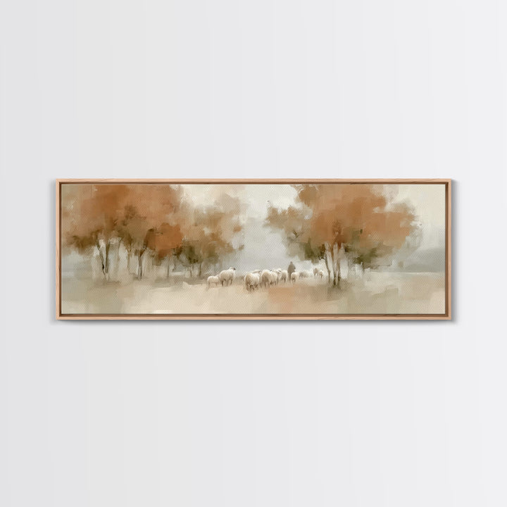 Autumn Grace Trail, Framed Canvas Print, Panoramic Painting, Christian Wall Art, Jesus Canvas Art, Vintage Christian Art, Christmas Wall Ar