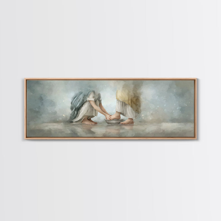 Humble Offering Light, Framed Canvas Print, Christian Wall Art, Christian Art Canvas, Panoramic Print, Jesus Painting, Christian Painting