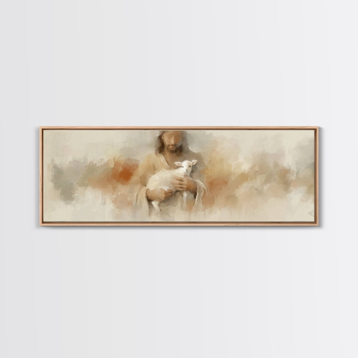 Gentle Arms Of Peace – Framed Canvas Print – Panoramic Art – Christian Wall Art – Jesus Painting – Christian Art Canvas – Christmas Art