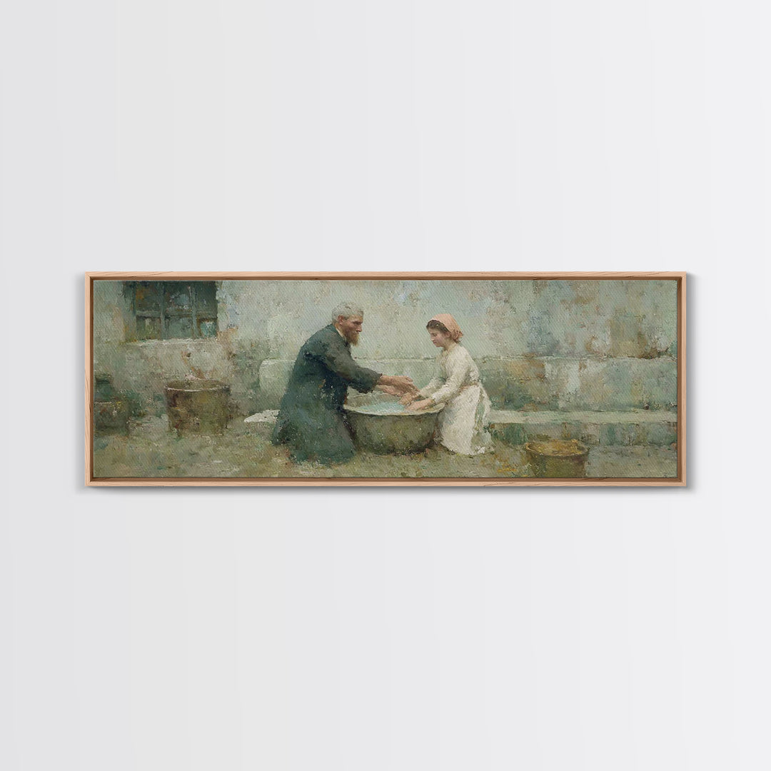 Quiet Acts Of Mercy – Framed Canvas Print – Christian Art – Christian Wall Art – Panoramic Frame – Christian Painting – Jesus Art Print