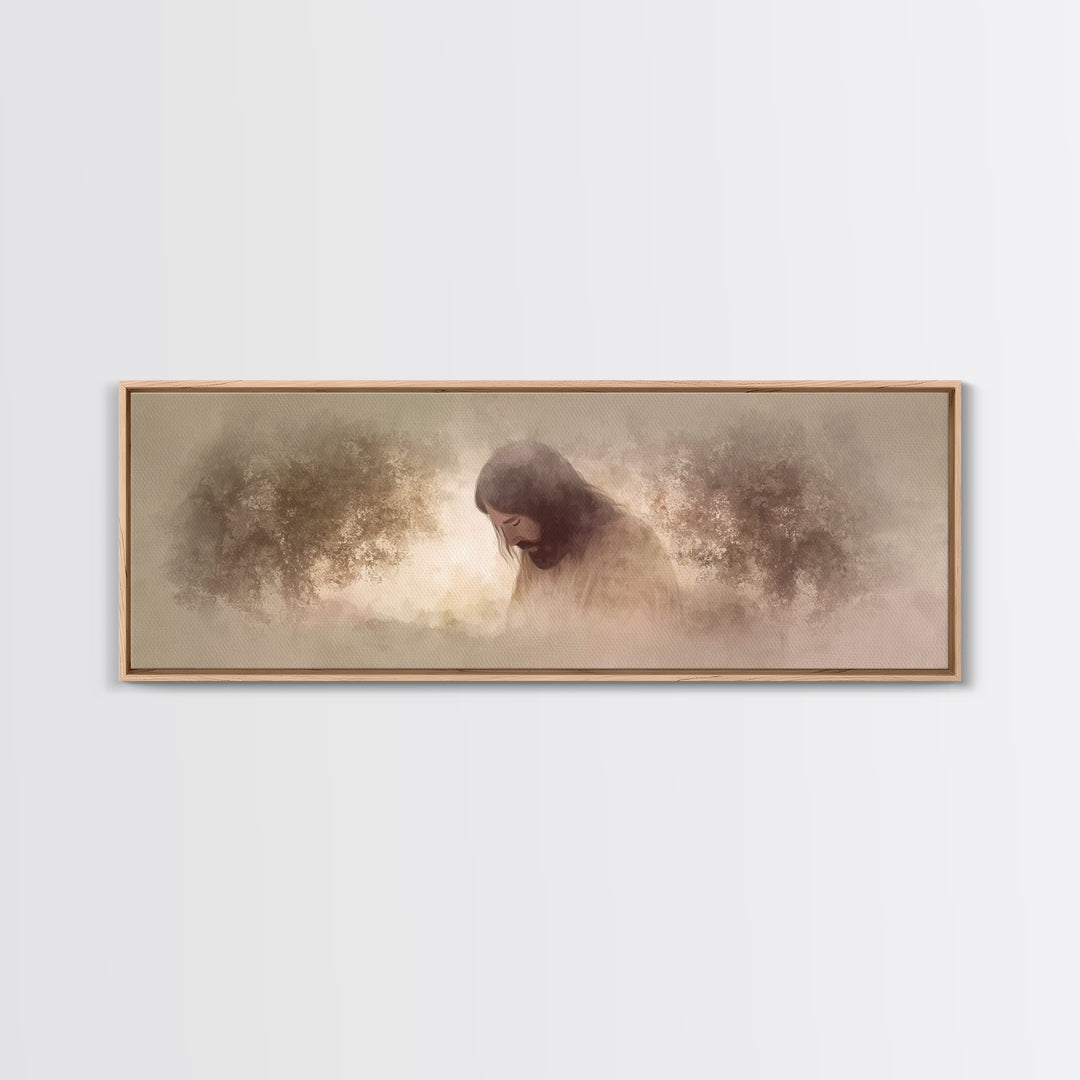 Garden Of Mercy – Framed Canvas Print – Panoramic Art – Christian Wall Art – Jesus Painting – Christian Art Canvas – Christmas Art