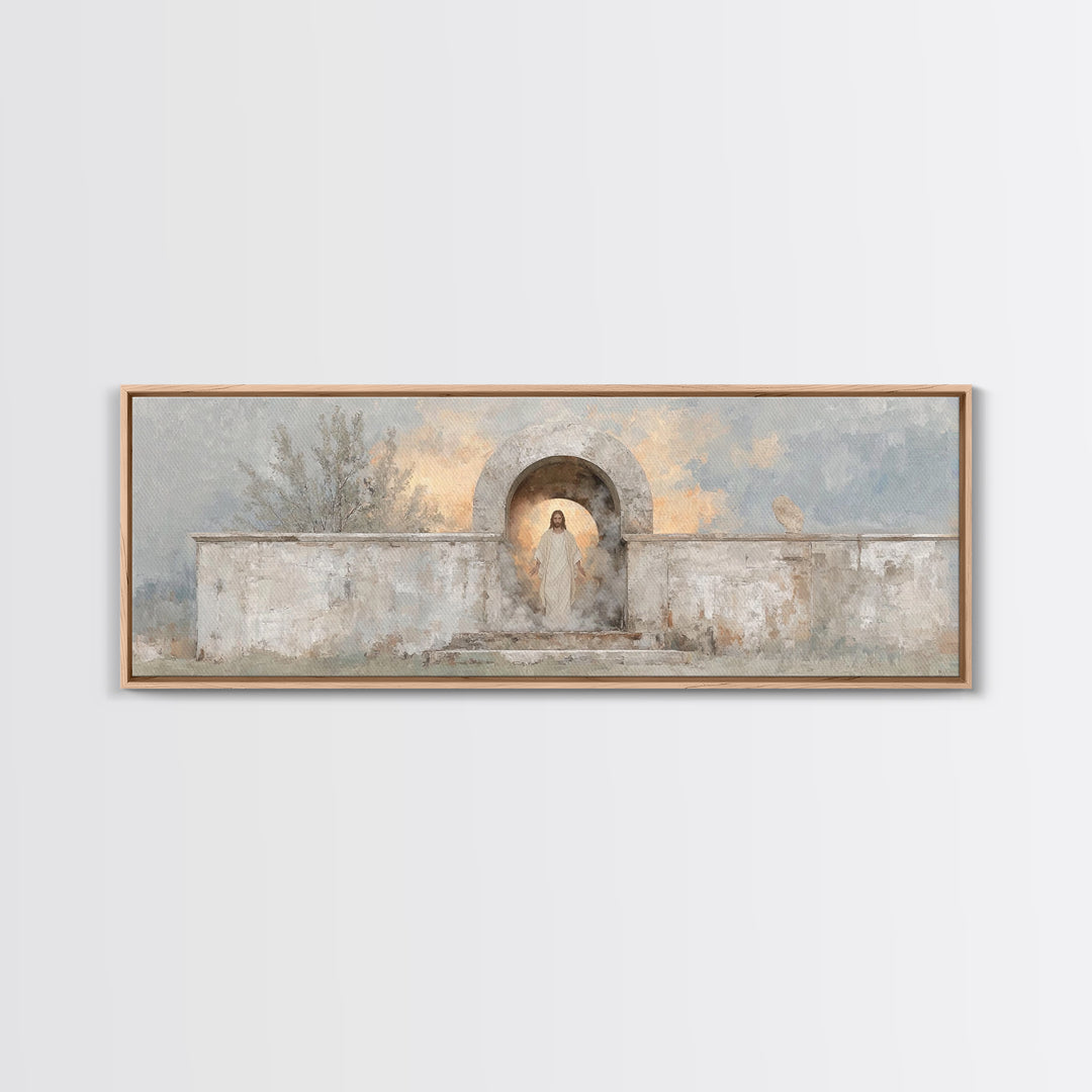 Radiant Salvation, Framed Canvas Print, Panoramic Painting, Christian Art Canvas, Jesus Wall Art, Christian Christmas Art, Christian Decor