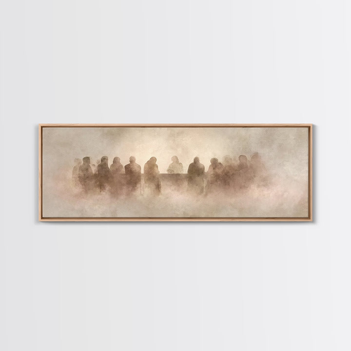 Last Supper Shadows – Framed Canvas Print – Panoramic Painting – Christian Art Canvas – Christian Wall Art – Christian Decor – Christmas Ar
