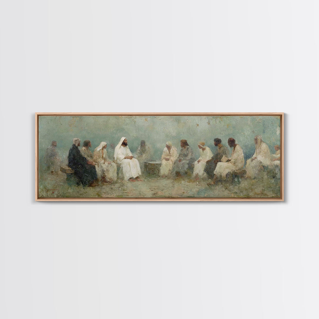 Circle Of Wisdom, Framed Canvas Print, Panoramic Art, Christian Wall Art, Jesus Painting, Christian Art Canvas, Christian Painting