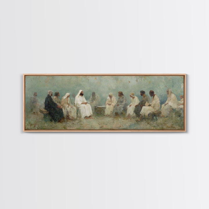 Circle Of Wisdom, Framed Canvas Print, Panoramic Art, Christian Wall Art, Jesus Painting, Christian Art Canvas, Christian Painting