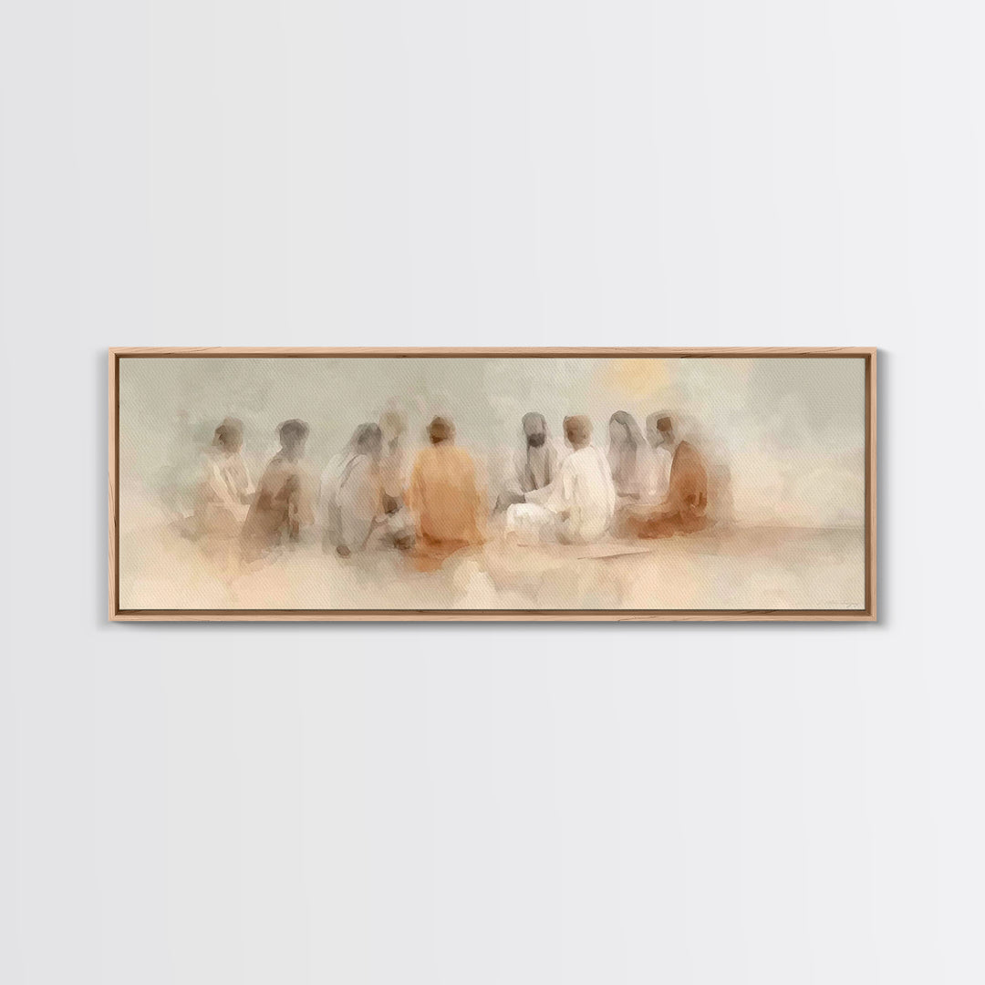 Gathered In Light – Framed Canvas Print – Panoramic Painting – Christian Art Canvas – Jesus Art Print – Christian Wall Art – Christian Deco