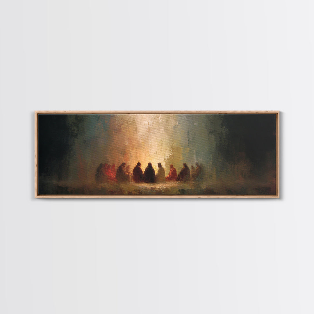Upper Room Glow | Framed Canvas Print | Panoramic Wall Art | Christian Paintings | Jesus Canvas Art | Christian Art Work | Modern Christian