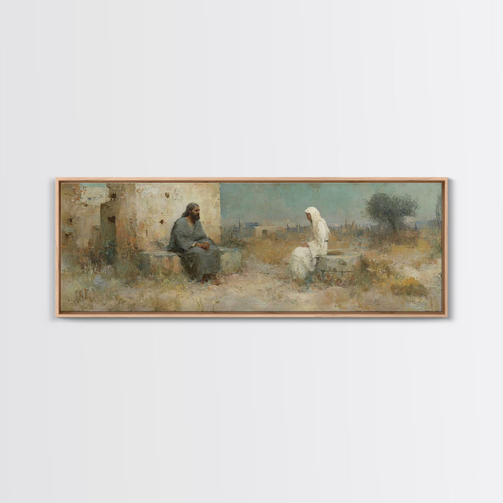 Desert Well Grace - Framed Canvas Print - Christian Wall Art - Jesus Painting - Panoramic Art - Christian Decor - Christian Art Canvas