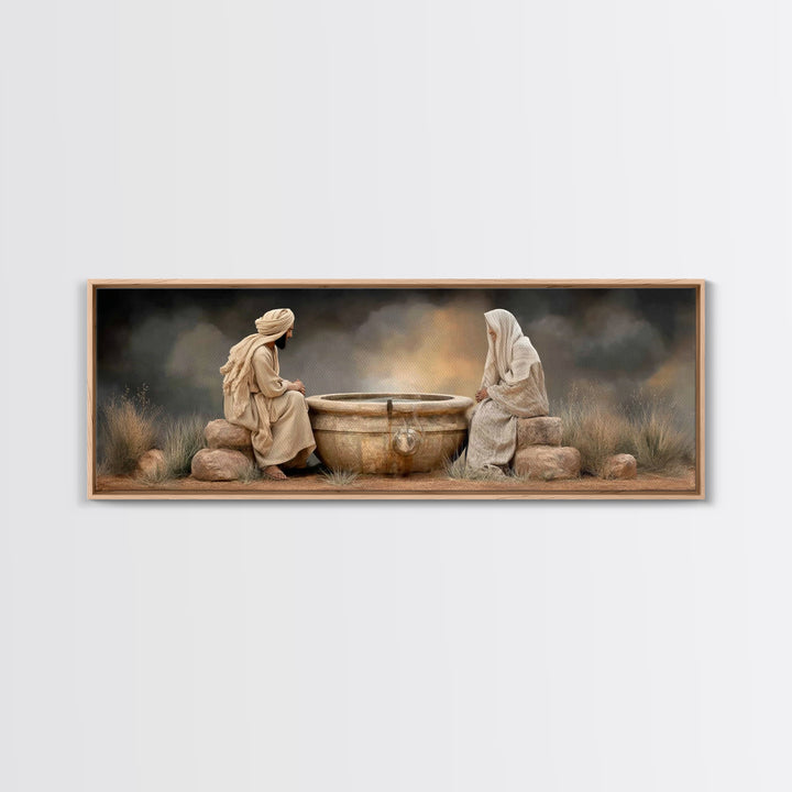 Risen Morning Peace | Framed Canvas Print | Christian Wall Art | Panoramic Wall Art | Christian Art Canvas | Jesus Painting | Christian Dec