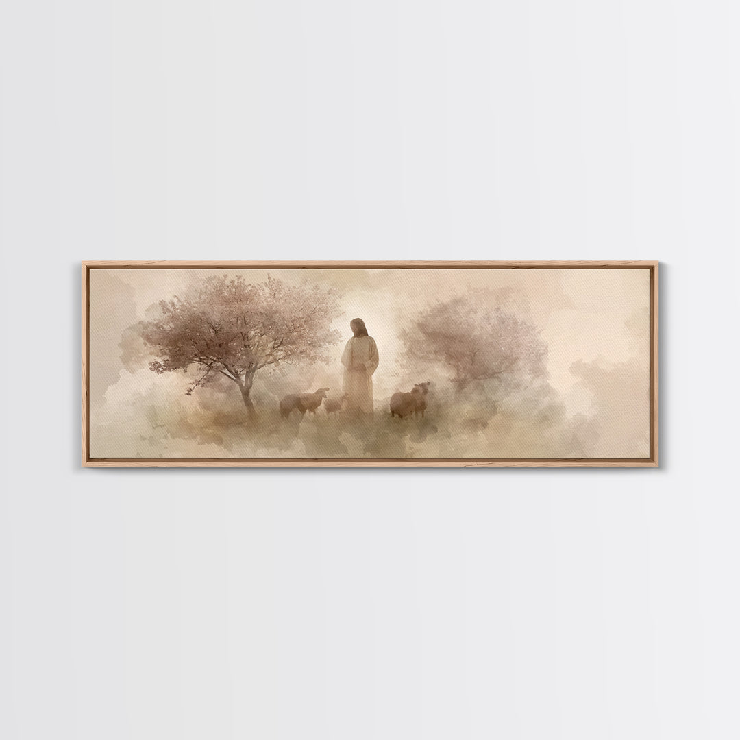 Blossoms Of Peace – Framed Canvas Print – Panoramic Print – Christian Art Canvas – Christian Wall Art – Jesus Painting – Christian Gift