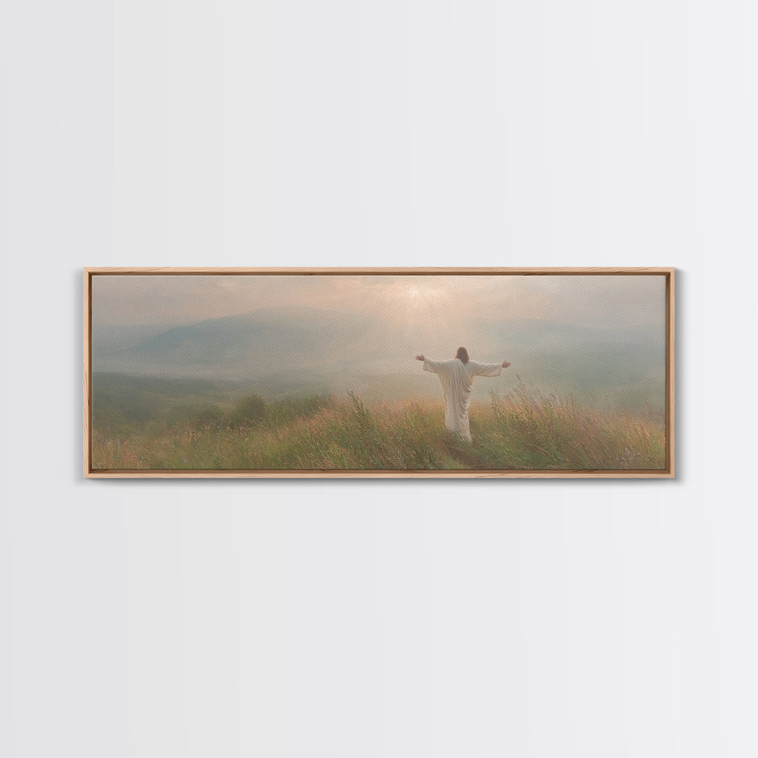Crowned In Sunrise | Framed Canvas Print | Christian Wall Art | Jesus Painting | Panoramic Print | Christian Art Canvas | Christmas Art Wor