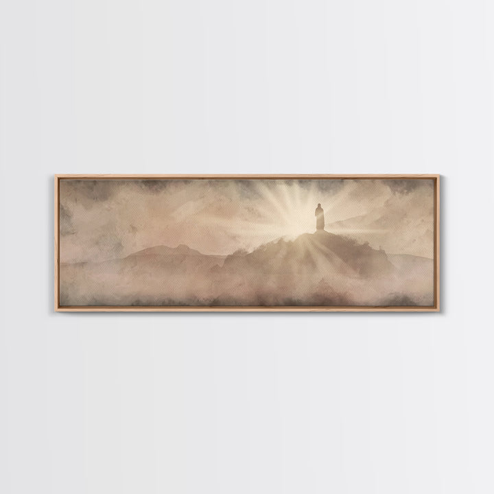 Ascension Glory – Framed Canvas Print – Christian Wall Art – Jesus Painting – Panoramic Art – Christian Art Canvas – Christian Christmas De