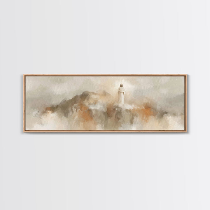 Gathered In Faith, Framed Canvas Print, Christian Wall Art, Jesus Painting, Panoramic Painting, Christian Art Canvas, Christian Art Print,