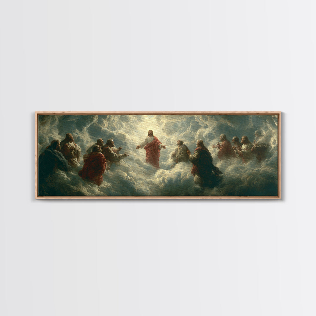 Sacred Mountain Light - Framed Canvas Print - Christian Wall Art - Jesus Painting - Panoramic Frame - Christian Art Canvas - Christian Chri