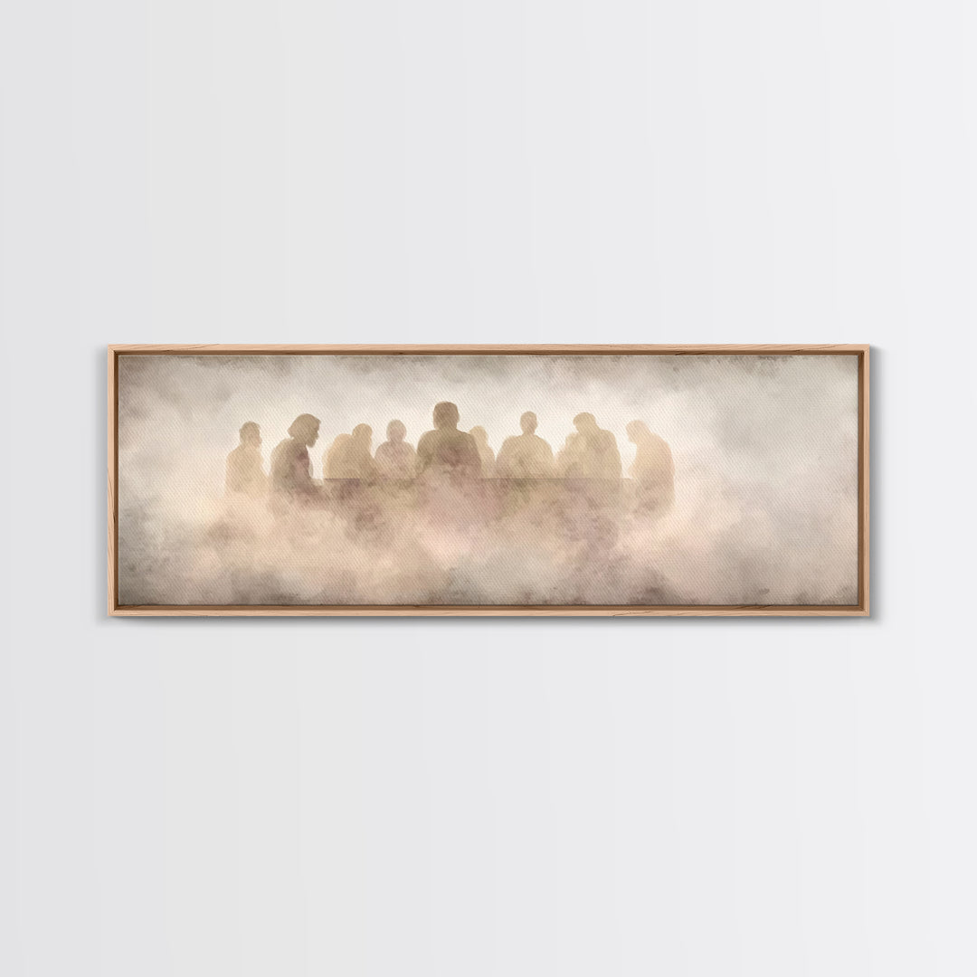 Upper Room Silence, Framed Canvas Print, Christian Wall Art, Panoramic Frame, Christian Art Canvas, Jesus Painting, Large Christian Paintin