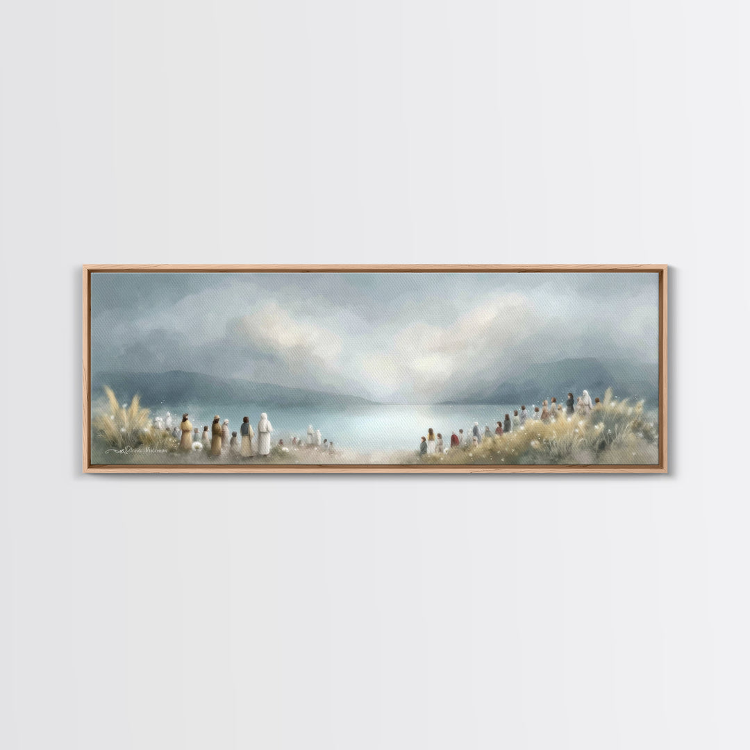 The Gathering Light – Framed Canvas Print – Christian Wall Art – Panoramic Art – Christian Art Canvas – Jesus Painting – Christian Decor