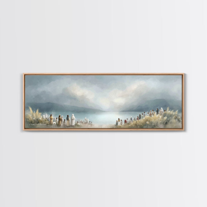 The Gathering Light – Framed Canvas Print – Christian Wall Art – Panoramic Art – Christian Art Canvas – Jesus Painting – Christian Decor